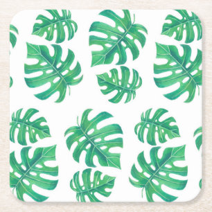 Tropiskt mönster med monstera löv underlägg papper kvadrat