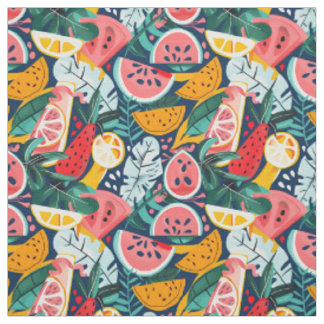 Tropiskt mönster med vattenmelon & citrus tyg