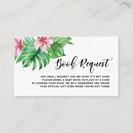 Tropiskt Monstera Baby Shower Bok-begärandekort Placeringskort