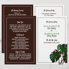 Tropiskt monstera Beach Wedding-program