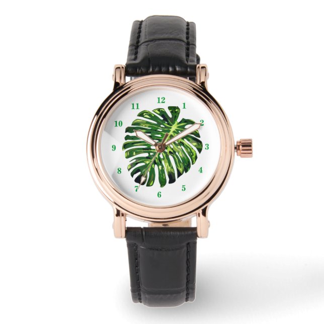 Tropiskt Monstera-blad Armbandsur (Framsida)