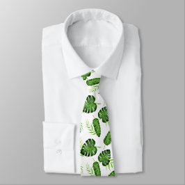 Tropiskt Monstera-blad Grönt Botaniskt Slips