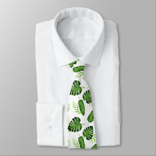 Tropiskt Monstera-blad Grönt Botaniskt Slips