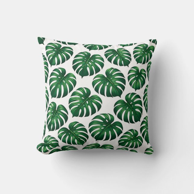 Tropiskt Monstera-bladsmönster Kudde (Framsida)
