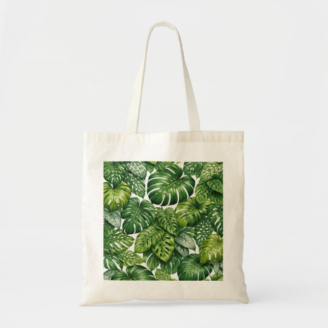 Tropiskt Monstera-bladsmönster Tygkasse (Framsidan)
