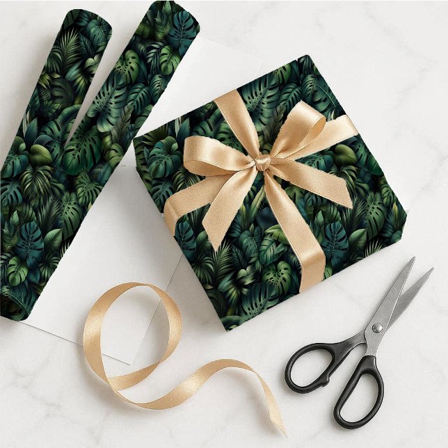 Tropiskt Monstera Botaniskt Grönt Presentpapper (Wrapping paper)
