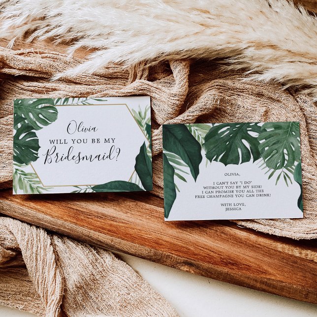 Tropiskt monstera Bridesmaid-Frieri kort (Skapare uppladdad)