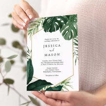 Tropiskt Monstera bröllopsinbjudan