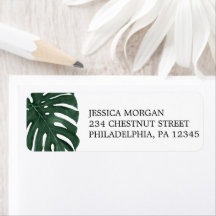 Tropiskt monstera för returadressetikett
