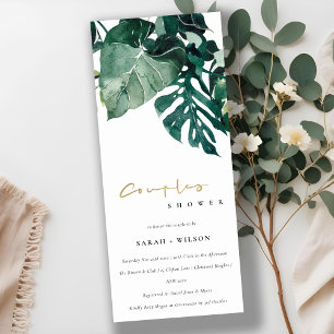 Tropiskt monstera Grönt Foliage Par Shower Inbjudningar
