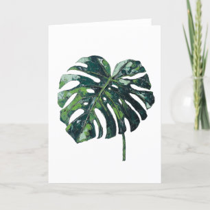 Tropiskt monstera-Hälsning-kort för flytande Löv Tack Kort