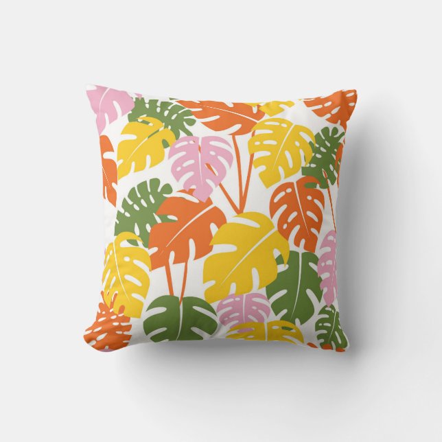 Tropiskt Monstera Löv Design Kudde (Framsida)