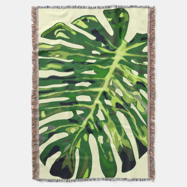 Tropiskt monstera Löv Throw Blanket Filt (Framsidan Vertikal)