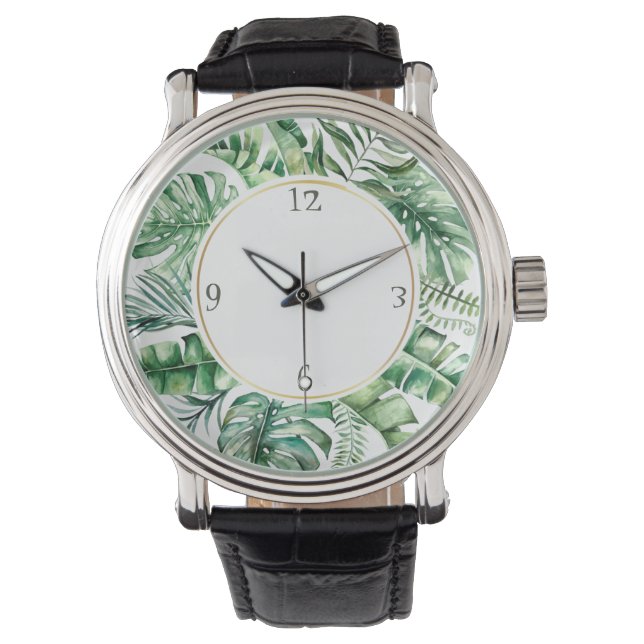Tropiskt Monstera Löv Wandeine Manar Watch Armbandsur (Framsida)