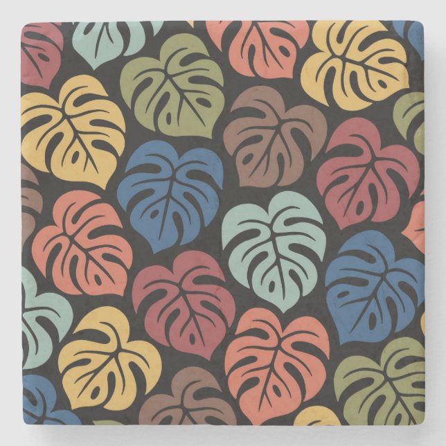 Tropiskt Monstera-mönster Stenunderlägg (Framsidan)