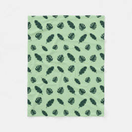 Tropiskt Monstera och palmblad Sömlöst Mönster Fleecefilt