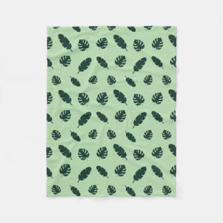 Tropiskt Monstera och palmblad Sömlöst Mönster Fleecefilt