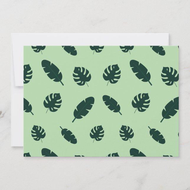 Tropiskt Monstera och Palmblad Sömlöst Mönster Inbjudningar (Framsida)