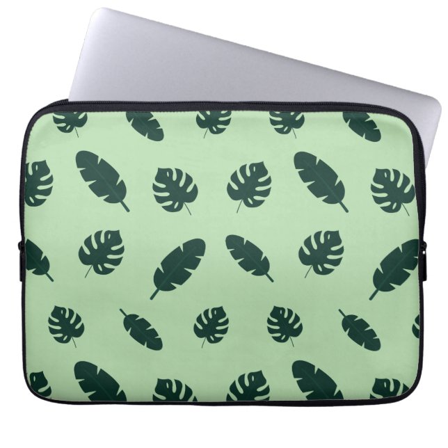 Tropiskt Monstera och palmblad Sömlöst Mönster Laptop Fodral (Framsidan)