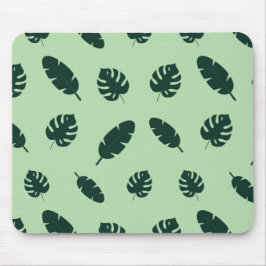 Tropiskt Monstera och Palmblad Sömlöst Mönster Musmatta