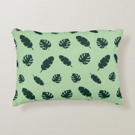Tropiskt Monstera och Palmblad Sömlöst Mönster Prydnadskudde