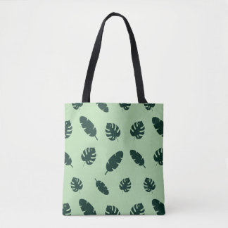 Tropiskt Monstera och palmblad Sömlöst mönster Tygkasse