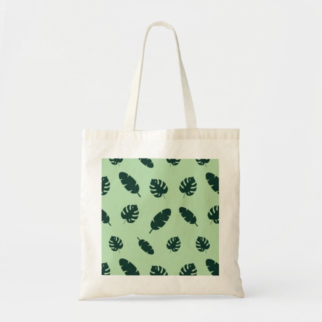 Tropiskt Monstera och palmblad Sömlöst mönster Tygkasse (Framsidan)