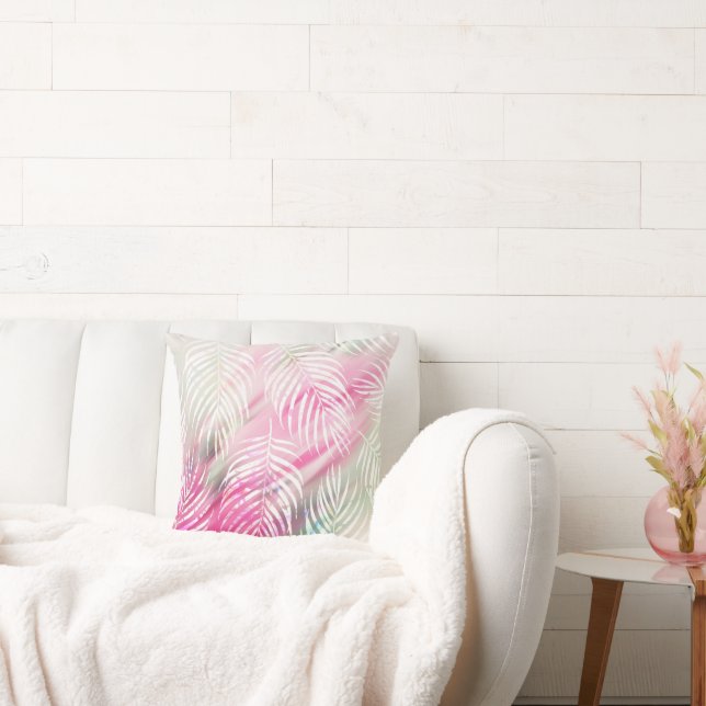 Tropiskt  myntfärgad vit vattenfärgsblommigt grönt kudde (Soffa)