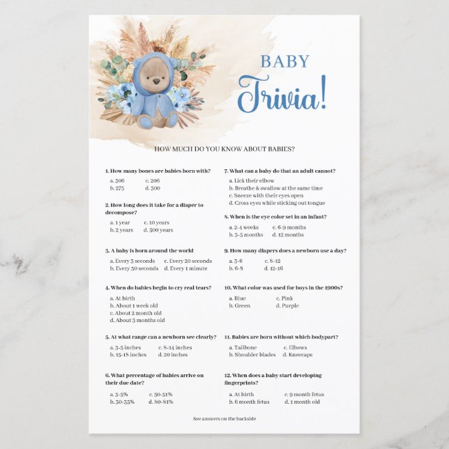 Tropiskt nalle pampas-gräs Baby Trivia (Framsida)