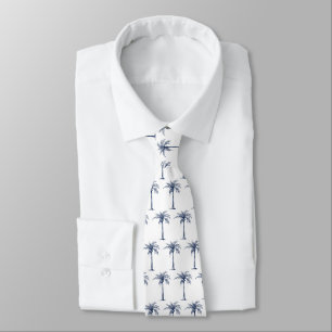 Tropiskt Navyblått Palmmönster Slips