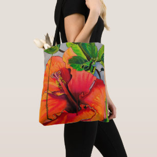 Tropiskt Neon Hibiscus-blomma Tygkasse