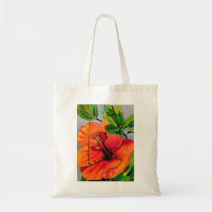 Tropiskt Neon Hibiscus-blomma Tygkasse