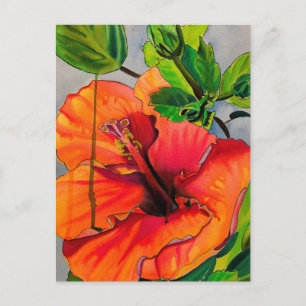 Tropiskt Neon Hibiscus-blomma Vykort