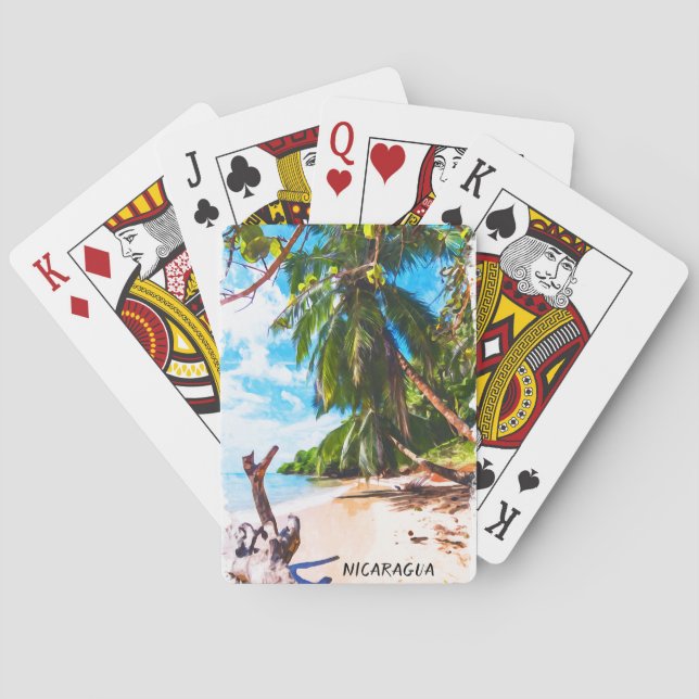 Tropiskt Nicaragua Beach Watercolor Travel Casinokort (Baksidan)