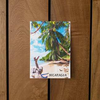 Tropiskt Nicaragua Beach Watercolor Travel Vykort