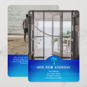 Tropiskt Nytt adress kort för Flytta med 2 foton