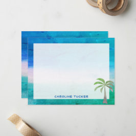 Tropiskt Ocean Strand Palmtre Pappersvaror Anteckningskort
