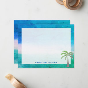 Tropiskt Ocean Strand Palmtre Pappersvaror Anteckningskort