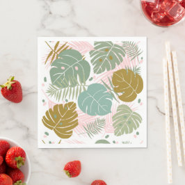 Tropiskt oljeavfall - Monstera och Handflatan Löv Pappersservett