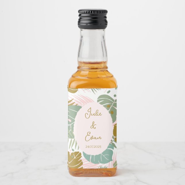 Tropiskt oljeavfall - Monstera och Handflatan Löv  Spritflaskor Etikett (Framsida)