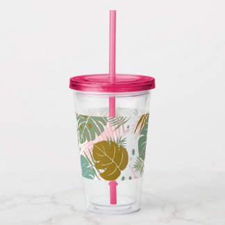 Tropiskt oljeavfall - Monstera och Handflatan Löv Take Away Mugg