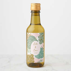 Tropiskt oljeavfall - Monstera och Handflatan Löv Vinetikett