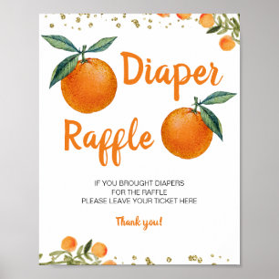 Tropiskt Orange Baby Shower Diaper Raffle Pedestal Poster