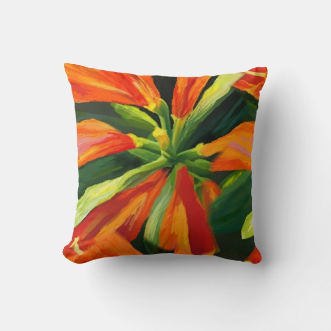 Tropiskt. Orange Lily reversibel dekorativ kudde (Framsida)