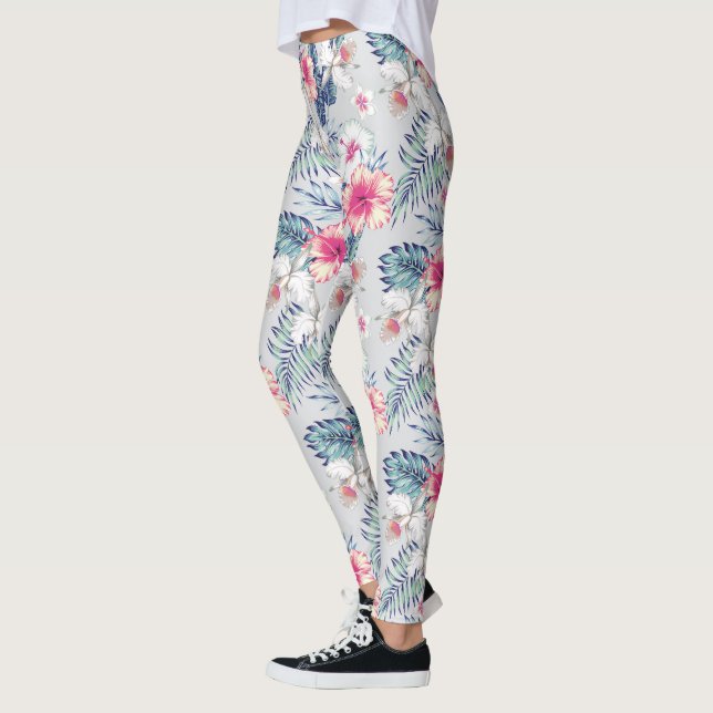 Tropiskt orchid-Blommönster Leggings (Vänster)