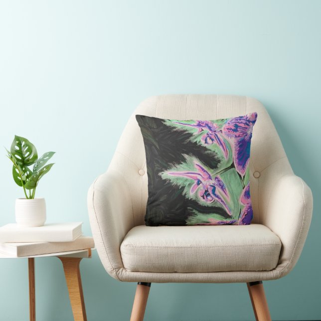 'Tropiskt Orchid' målning på en Kudde (Stol)