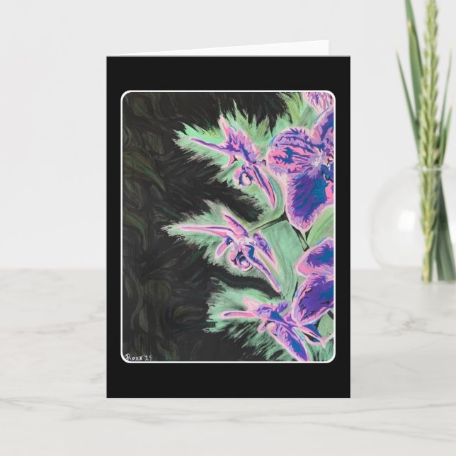 'Tropiskt Orchid' målning på en Tack Kort (Framsida)