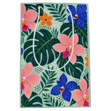 Tropiskt orkidé- och monstera-blommönster