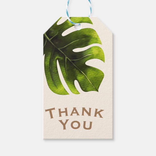 Tropiskt Palmblad Sommar Elegant Modern Bröllop Presentetikett (Framsidan)