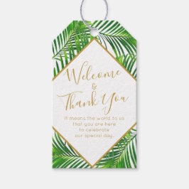 Tropiskt palmgrönt strand ö bröllopsgåva presentetikett